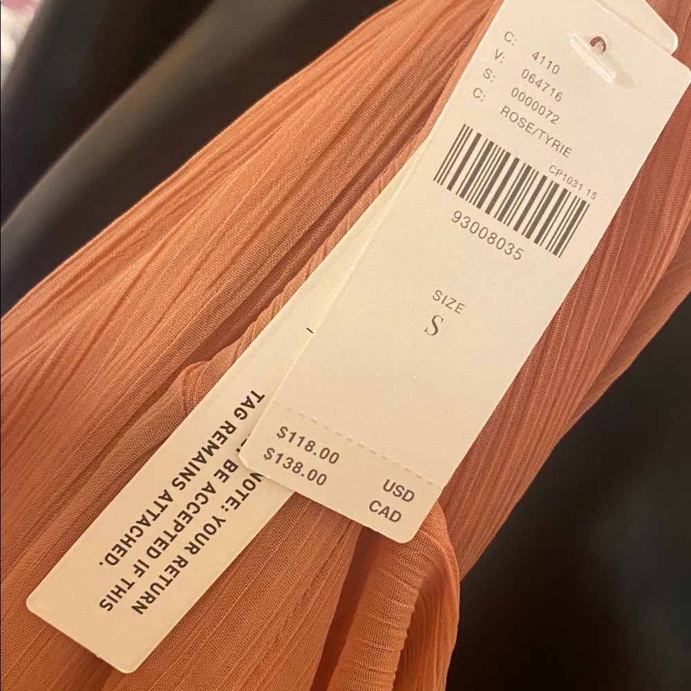 Anthropologie Sheer Terracotta Blouse Top NWTs - Picture 11 of 13